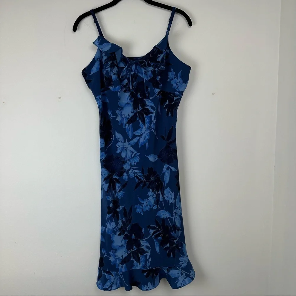 Lisa Jo Women’s Vintage Babydoll Dress Size Large‎ Blue Ruffle Floral Y2K